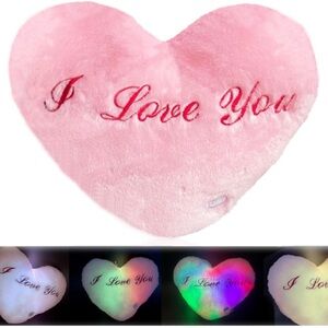 Heart Pillow Glowing Heart Pillow Colorful Luminous Love Pillow Decoration